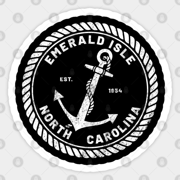 Vintage Anchor and Rope for Traveling to Emerald Isle, North Carolina Sticker by Contentarama